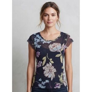 Sweet Pea Floral Mesh Whimsigoth Fairycore Cap Sleeve Layered Top XL